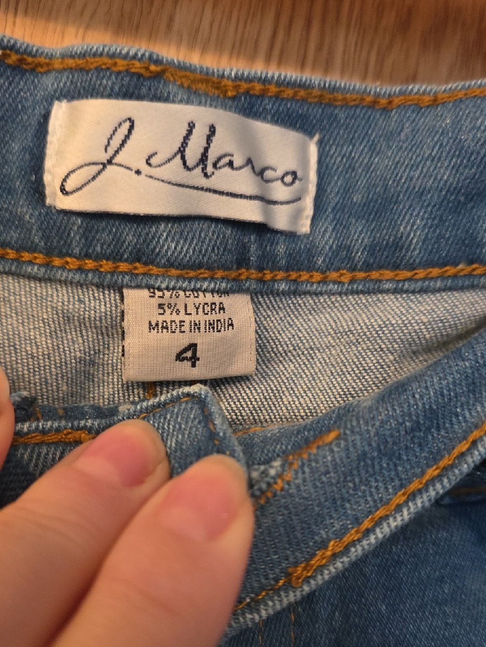 J. Marco Embellished Blue Denim Jeans with Floral Beading - Picture 3 of 4